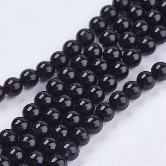 4MM Black Onyx Beads-ONE Gemstone Bead Strand-Jewelry Making Supplies Crafts NWT - Picture 1 of 3